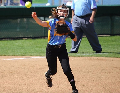 Sydney McCaul throwing the ball while competing at the Little League World Series.